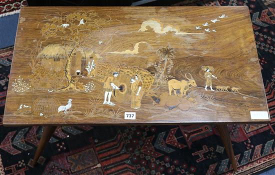 An Indian inlaid coffee table W.77cm